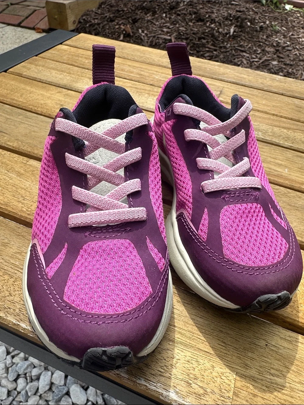Veja Kids Pink and Purple Sneakers with Cream V Logo Girls 11